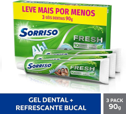 Creme Dental Sorriso Fresh Gel Hortel 90g 3 PACK