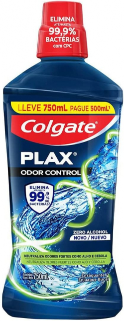 Enxaguante Bucal Colgate Plax Odor Control Prom Leve 750ML Pague 500ML