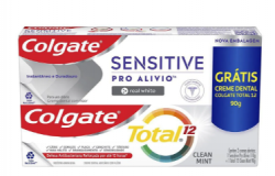 Kit Pasta de Dente Colgate Sensitive Pro-Alvio Real White 110g + Colgate Total 12 90g