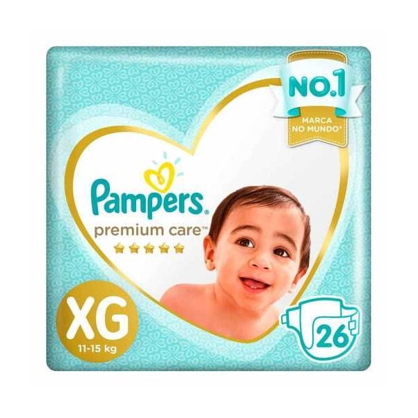 Fralda Descartavel Infantil PAMPERS Premium Tamanho XG com 26 Unidades