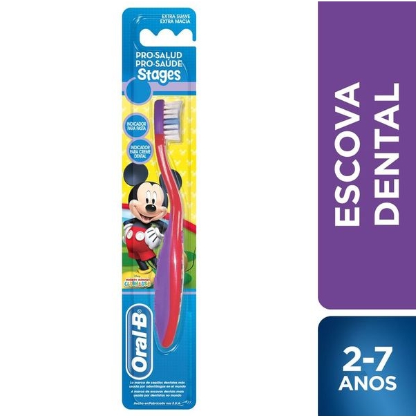 Escova Dental Kids ORAL-B Mickey Stages Com 6 Unidades