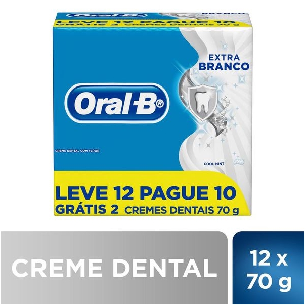 Creme Dental ORAL-B Extra Branco 70G Pague 10 Leve 12 Unidades