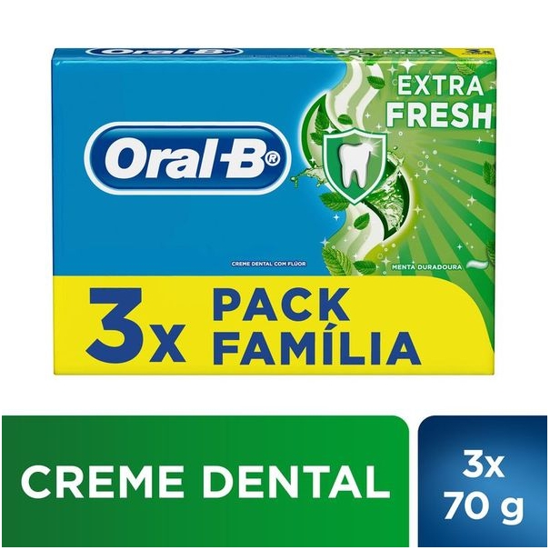 Creme Dental ORAL-B Extra Fresh 70g Com 3 Unidades