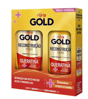 KIT NIELY GOLD SHAMPOO 275ML+CONDICIONADOR 175ML RECONSTRUÇÃO
